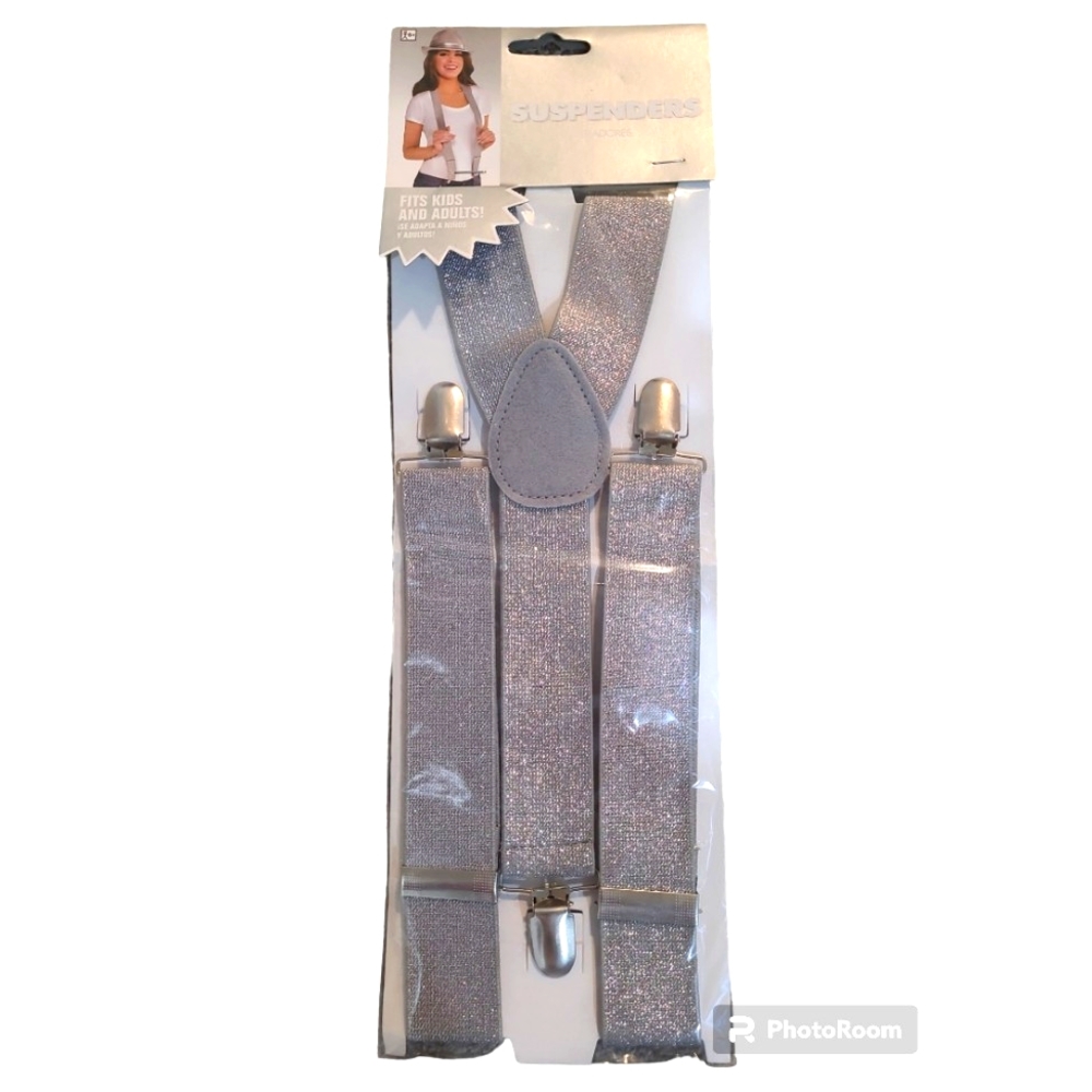 Silver Sparkly Suspenders - Adult/Kids New in packaging.